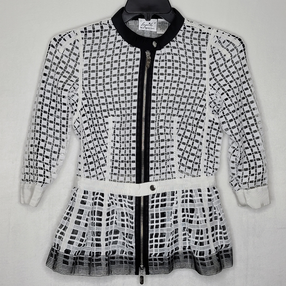 Beguile by Byron Lars Anthropologie Laced Peplum Jacket Size 4